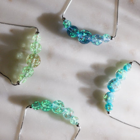 Indigo | .925 Sterling Silver | Firefly Glass Infinity Clasp Necklace